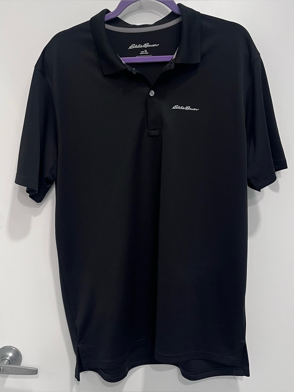 Eddie Bauer Men's Black Short-Sleeve Polo FREEDRY‎ Tall Large Shirt Performance